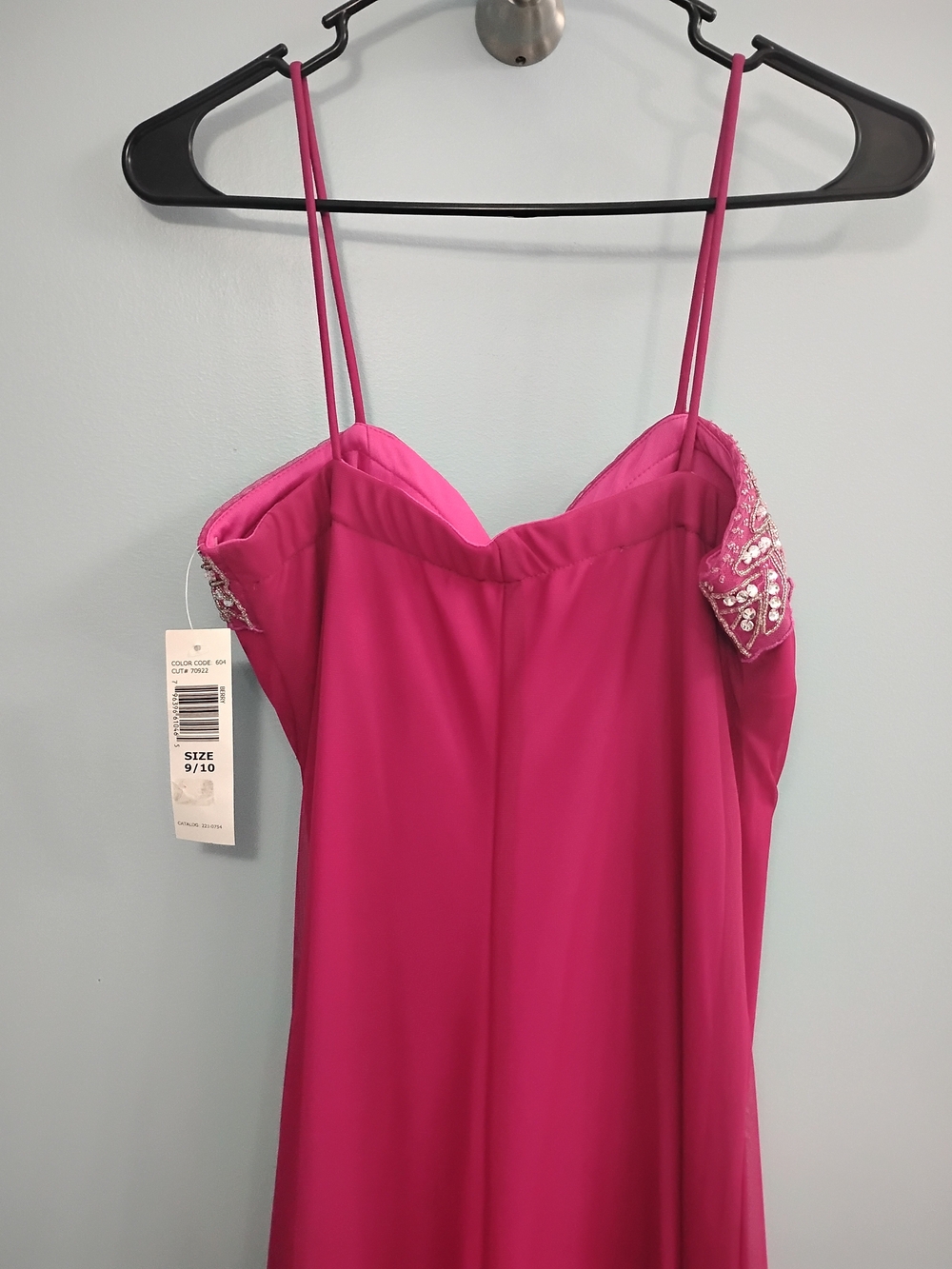 NWT Reign On Dark Pink Beaded Spaghetti-Strap Prom Dress Size 9/10 - Picture 6 of 7